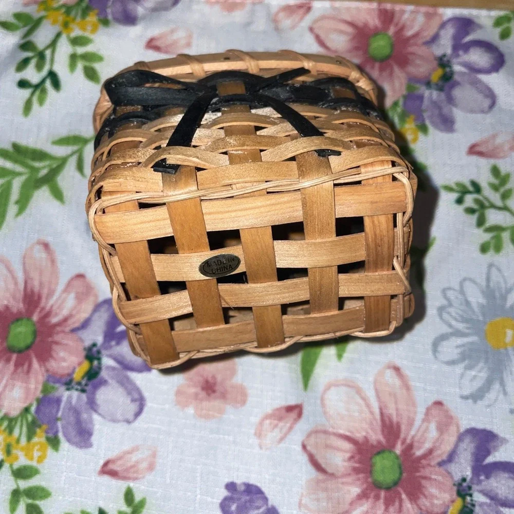 Miniature Woven Wood Basket Farmhouse Tiered Tray Decor Longaberger Inspired